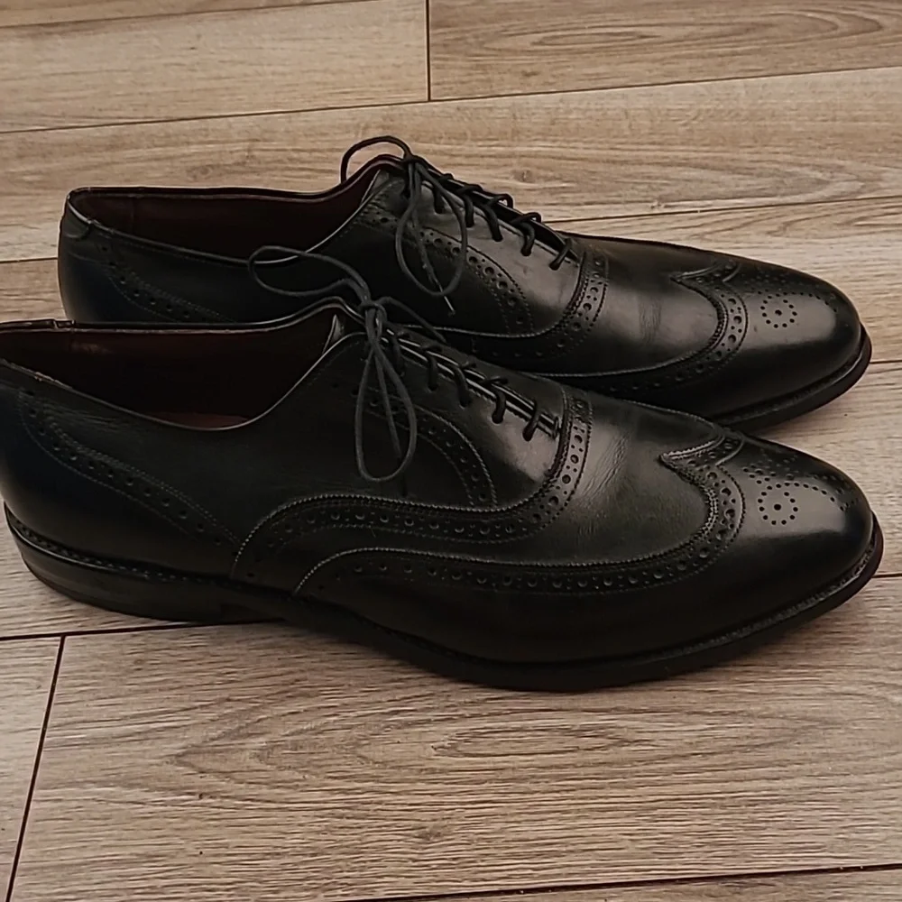 ALLEN‎ EDMONDS Chester Oxford Black Leather Sz 12 C Mens Wingtip Dress Shoes